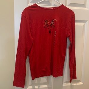 New ugly Christmas Reindeer Red Long sleeve Tee M